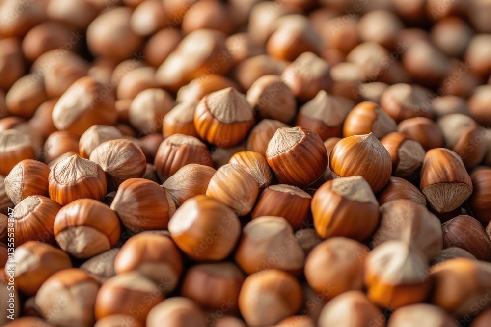 A complete view showcasing a large pile of hazelnuts, beautifully arranged.