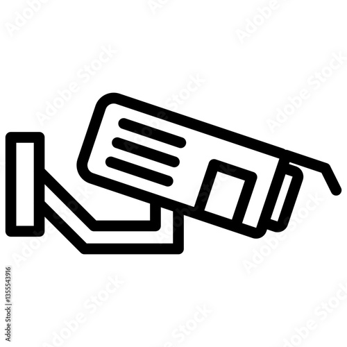 Minimalist Line Art Surveillance CCTV Camera Icon