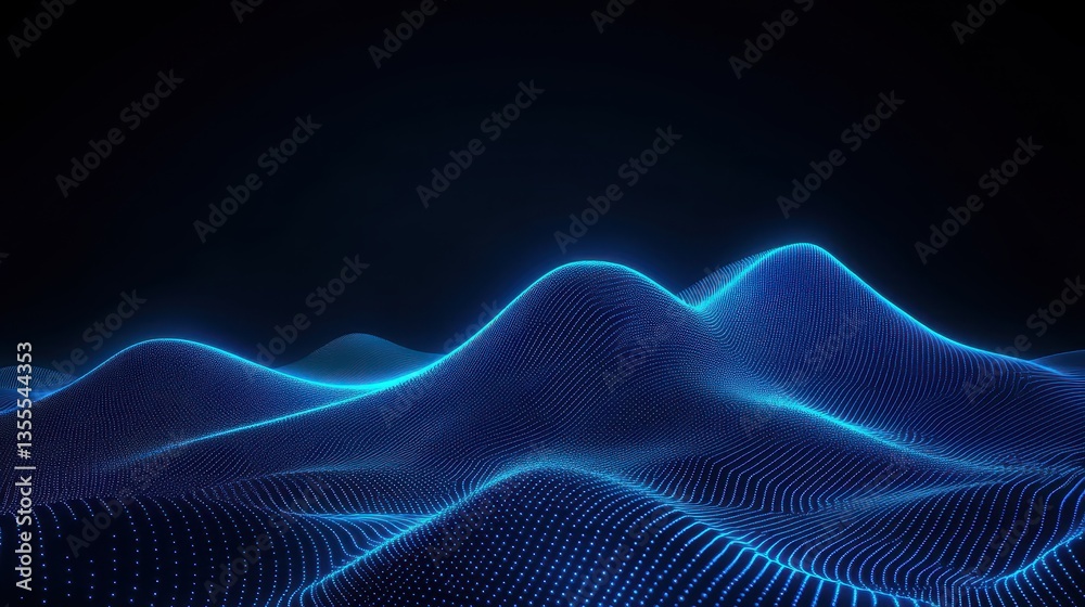 Fototapeta premium Glowing Blue Digital Landscape Abstract Data Flow.