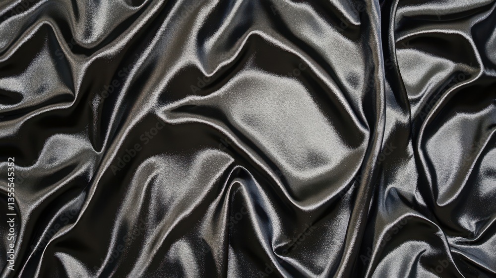Obraz premium Luxurious Black Satin Drapes Elegance and Texture.