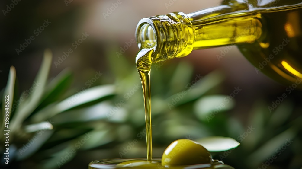 Fototapeta premium Flowing olive oil texture