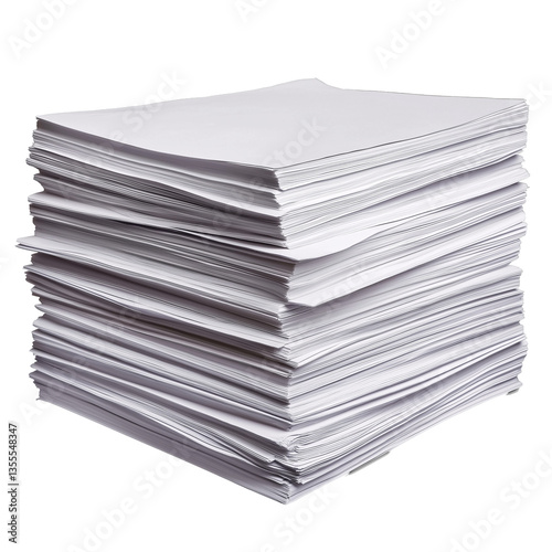 Stacked White Paper Sheets: Office Supplies and Stationery for Organized Workspaces and Efficient Notetaking