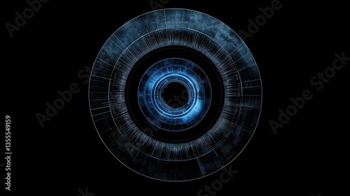Futuristic Blue Cyber Eye Digital Vision in the Dark.