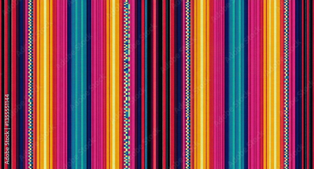 Blanket stripes seamless vector pattern. Background for Cinco de Mayo party decor or ethnic mexican fabric pattern with colorful stripes. Serape design
Blanket stripes seamless vector pattern. Background for Cinco de Mayo party decor or ethnic mexican fabric pattern with colorful stripes. Serape design