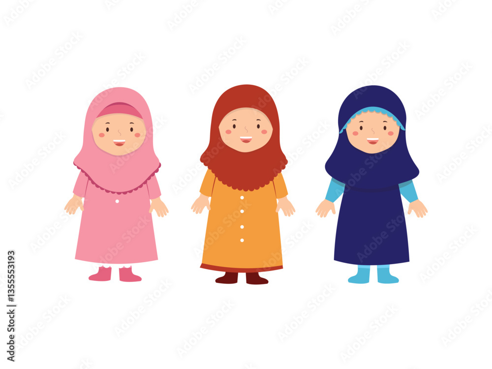 Obraz premium Cute Girl Cartoon using hijab
