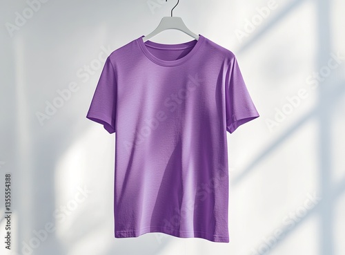 Purple T-shirt on a hanger
