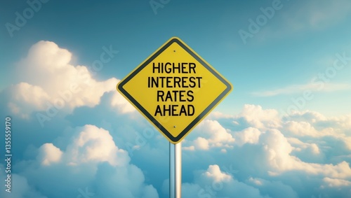 Caution Sign with Blue Sky Backdrop - Higher Interest Rates Coming Up