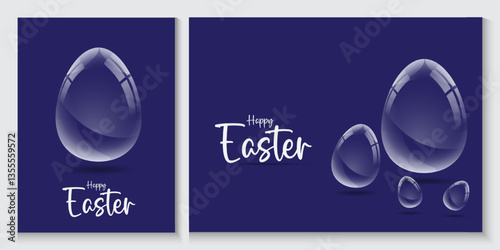 Easter day card, poster, flayer and banner template with Easter eggs in the nest on green, blue, yellow, white and pink background.Greetings and presents for Easter Day with copy space in flat styling
