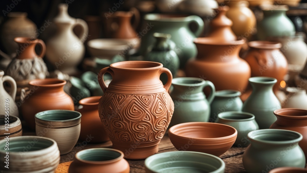 Ceramic tableware, dishes, and jugs available at the Easter market. Ceramic tableware, dishes, and jugs available at the Easter market.