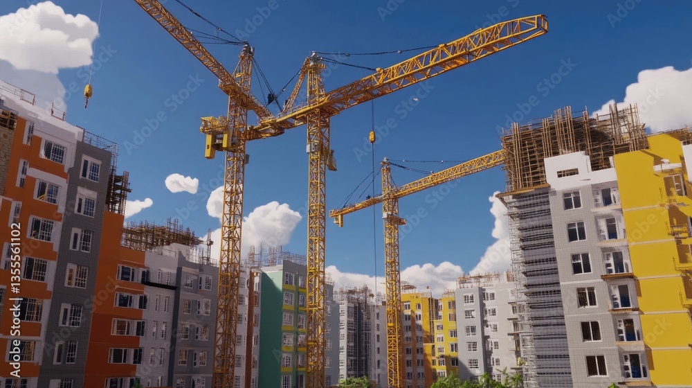 Fototapeta premium D simulation software visualizing the progress of a smart city construction project.