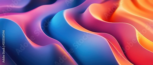 Vibrant Abstract Wavy Patterns in Shades of Blue, Pink, Orange and Purple for Creative Backgrounds and Designs