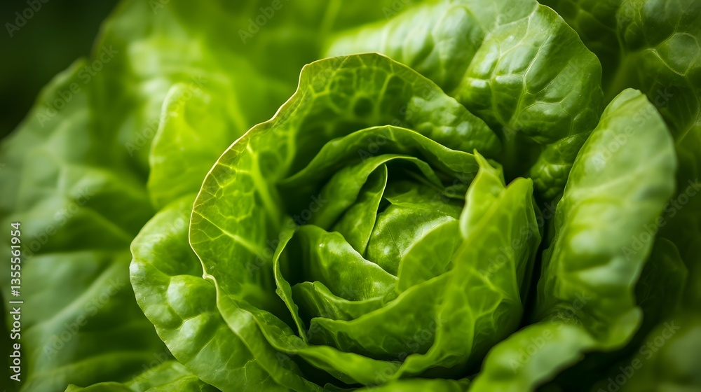 Obraz premium Fresh Butterhead Lettuce in Close-Up, Showcasing Nature's Vibrant Beauty and Delicate Texture