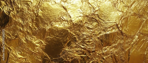 Textured Golden Foil Background with Shiny Reflections and Organic Patterns in Warm Tones