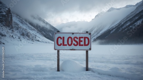 Closed Sign. Closed because of inclement weather.