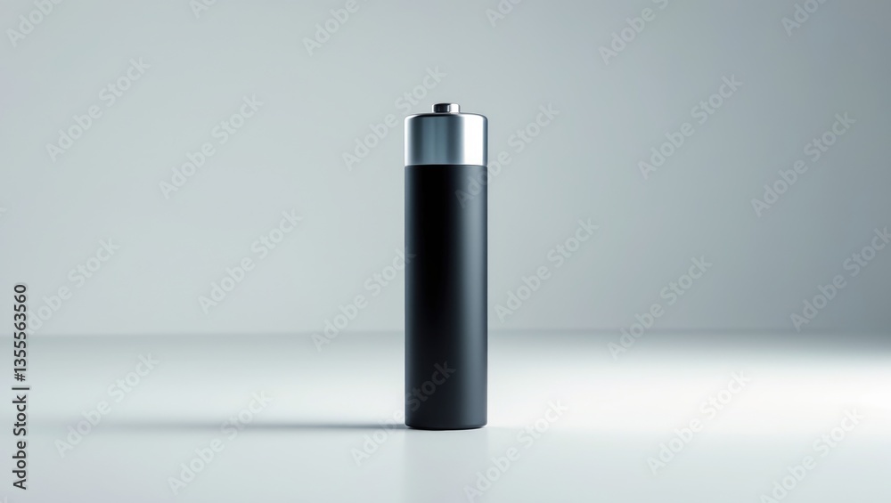 Closeup of black battery set against white background. Closeup of black battery set against white background.