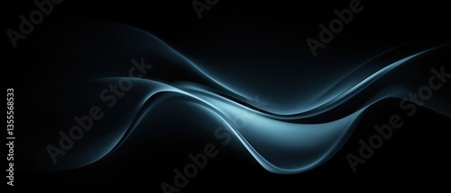 Abstract flowing lines in blue and black, creating a smooth wave pattern with a modern and dynamic aesthetic for background design