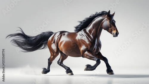 Friesian horse on a white background.