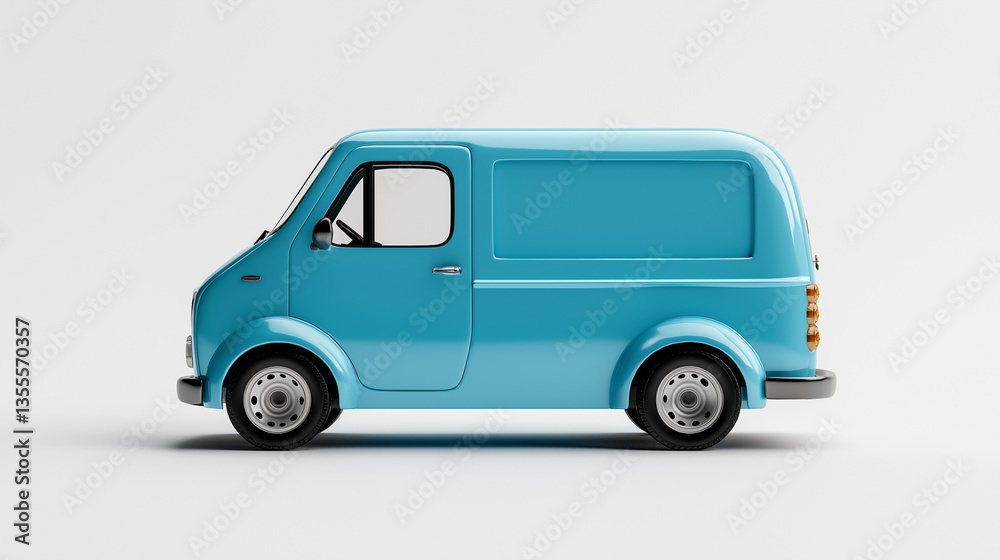 Blue delivery van in a simple studio setting highlighting streamlined design and smooth curves Blue delivery van in a simple studio setting highlighting streamlined design and smooth curves