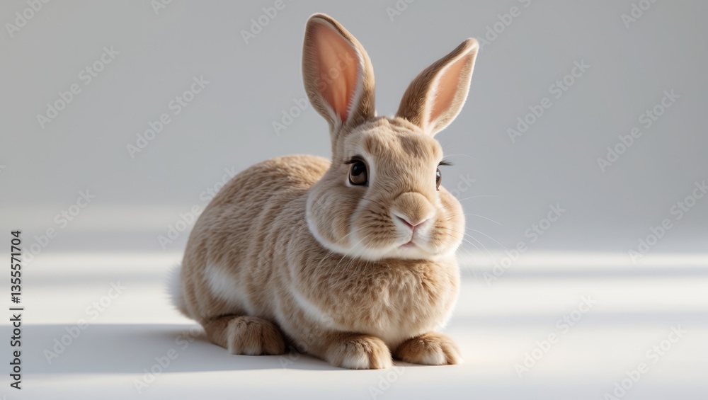 Obraz premium Adorable bunny set against a white background.