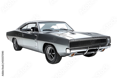 A studio shot of a classic Charger muscle car against a white background  long title A highly studio photograph showcasing the bold sleek styling of