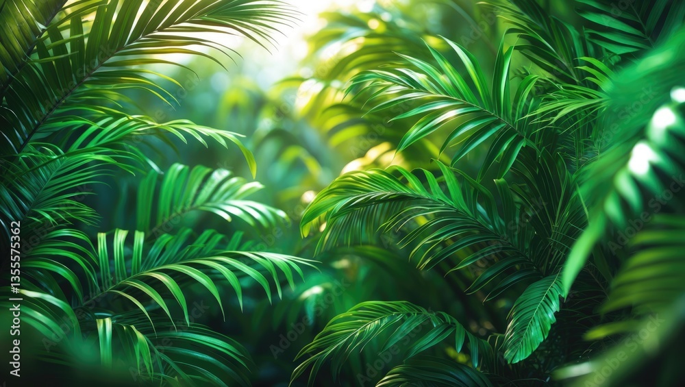 Abstract background featuring a green palm leaf pattern texture. Space available for graphic design in a tropical summer concept. Abstract background featuring a green palm leaf pattern texture. Space available for graphic design in a tropical summer concept.