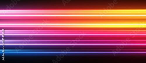 Vibrant Multicolored Light Stripes Creating an Abstract Dynamic Background for Technology and Design