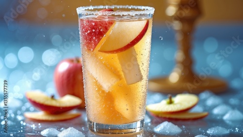 Chilled apple juice spritzer