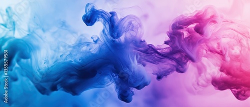 Vibrant Colorful Smoke Swirls in Blue and Pink Shades Creating an Abstract Artistic Background