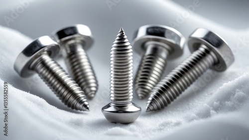 Countersunk head stainless steel six-lobe screw.