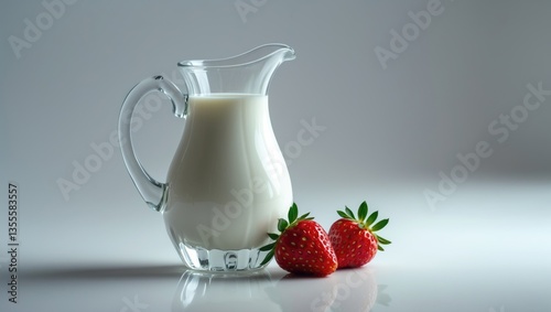Jug of skim milk captured against a white background.