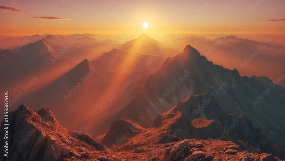 Fototapeta premium colorful sunset above mountain Alps