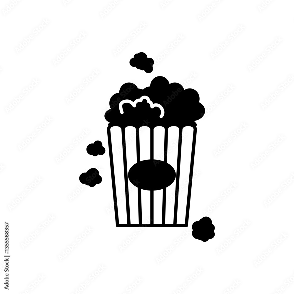 popcorn icon, simple flat style, illustration, logo sign symbol pictogram template, for ui or ux isolated on white for mobile app, editable