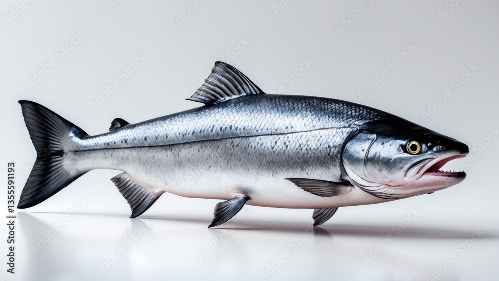 Obraz premium gray atlantic salmon fish on light background