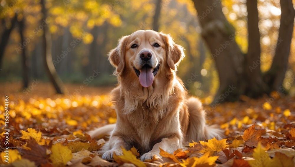 Golden retriever pet in the outdoors during autumn. Golden retriever pet in the outdoors during autumn.