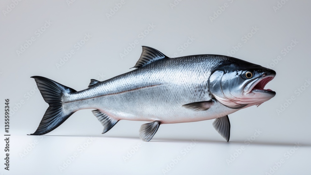 Obraz premium gray atlantic salmon fish on a light background