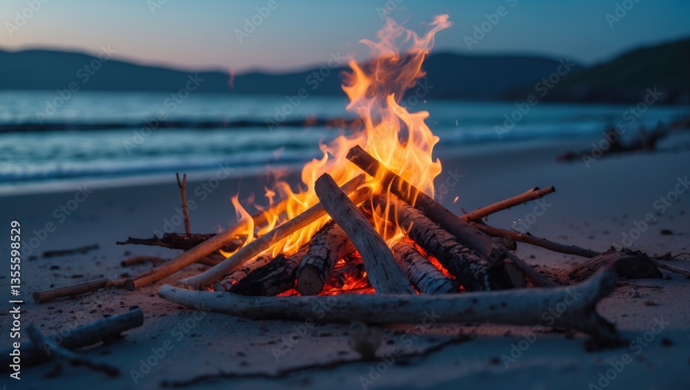 Fototapeta premium Campfire by the shore