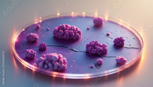 Photomicrograph of a blood cancer, showing cancer cells in a peripheral blood smear. photo
