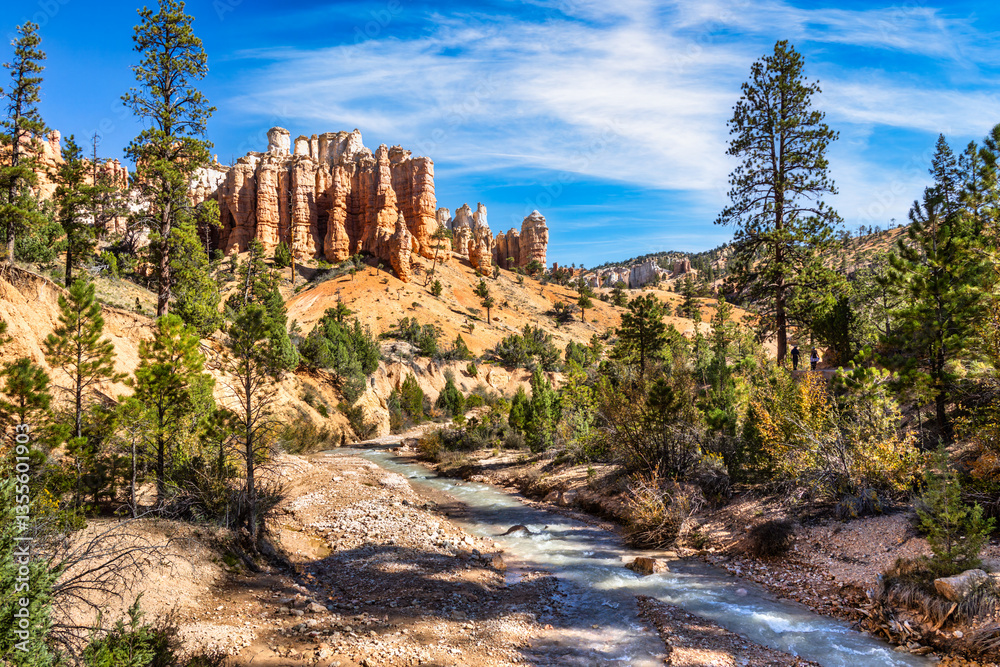Mossy Cave Trail along Tropic Ditch canal and Water Canyon, in Bryce Canyon National Park, Utah.