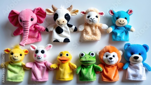 Fototapeta Naklejka Na Ścianę i Meble -  Animal Finger Puppets - Props for Songs, Stories, and Rhymes