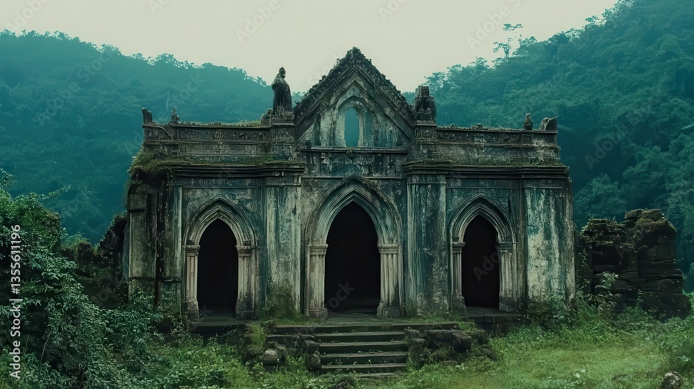 Fototapeta premium Ancient Jungle Temple Ruins Mystical Abandoned.