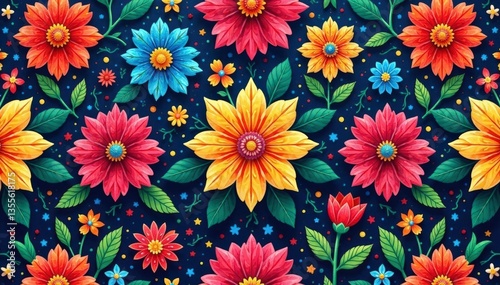 Intricate floral pattern, repeating seamlessly , digital, damask, elegant