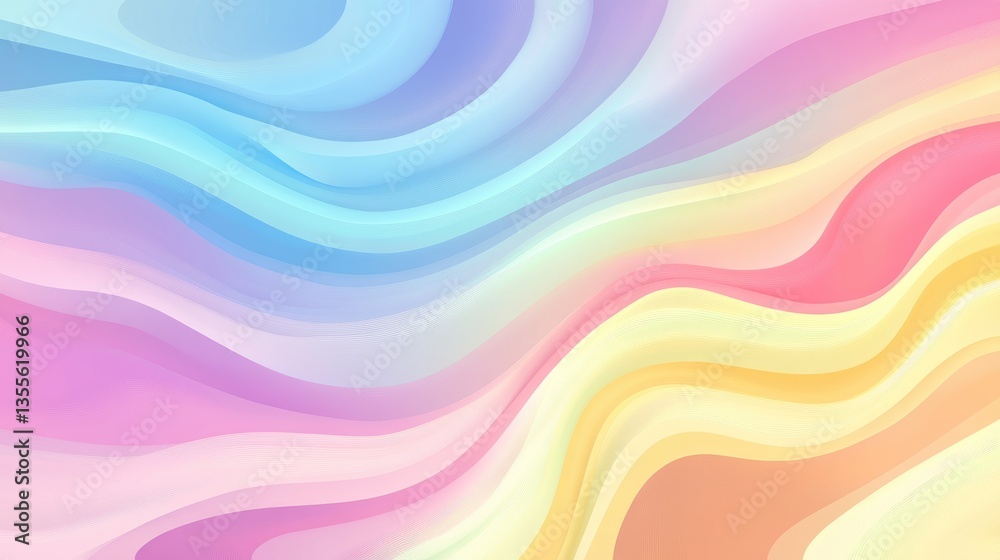 Obraz premium A dreamy pastel rainbow background with soft clouds blending into the colors