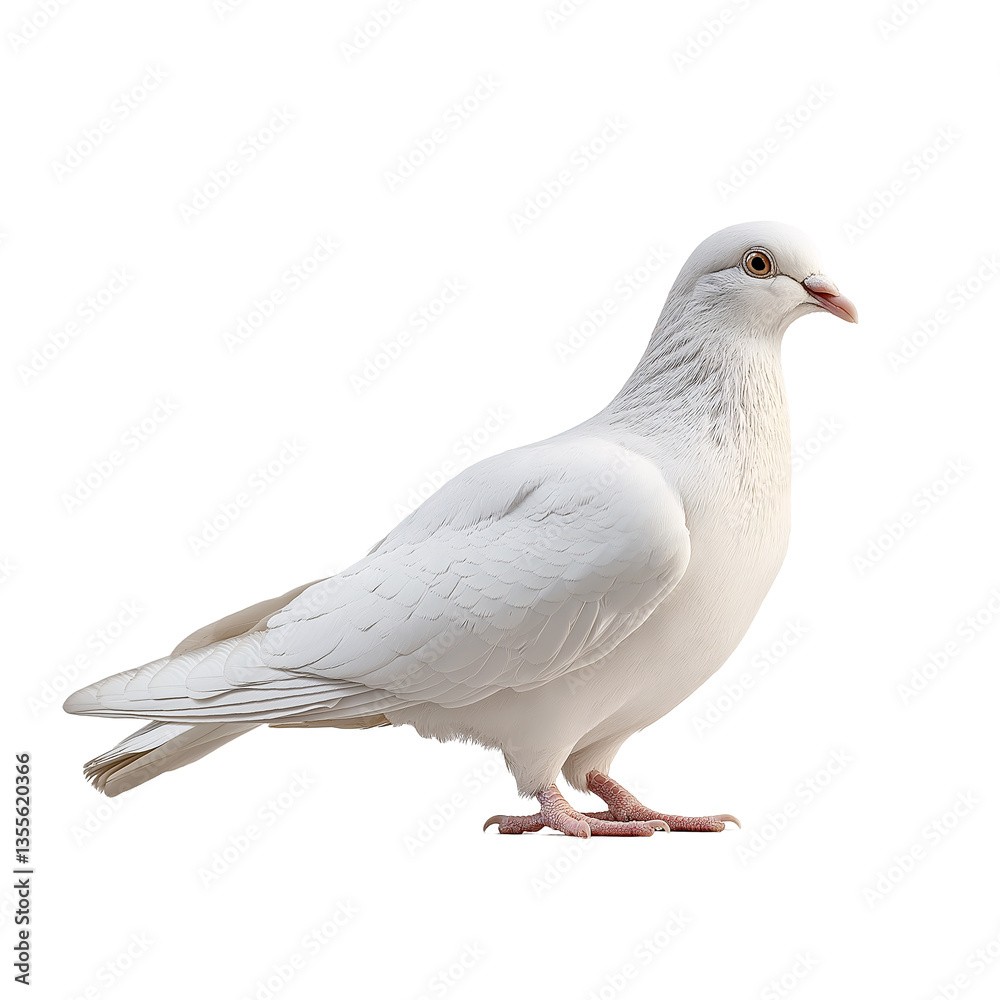 Naklejka premium Charming White Dove Profile - The Symbol of Peace in Ornithology and Wildlife Photography