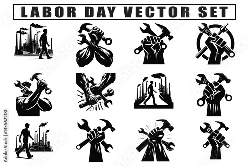Labor Day Worker Vector Set