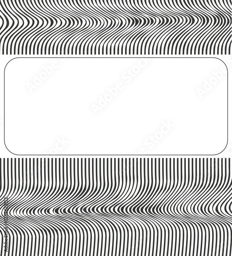 There is a frame between the striped distorted masses.