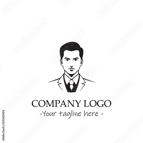 a man silhouette black and white for logo company vector image
