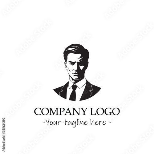 a man silhouette black and white for logo company vector image