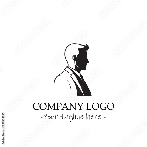 a man silhouette black and white for logo company vector image
