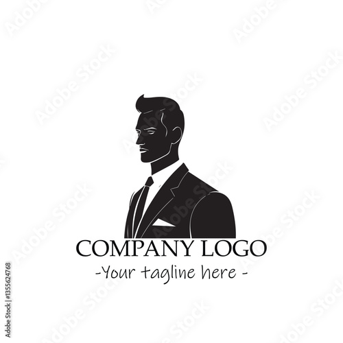 a man silhouette black and white for logo company vector image