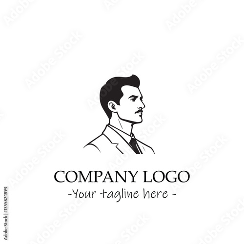 a man silhouette black and white for logo company vector image